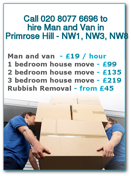 Man & Van Prices for London, Primrose Hill